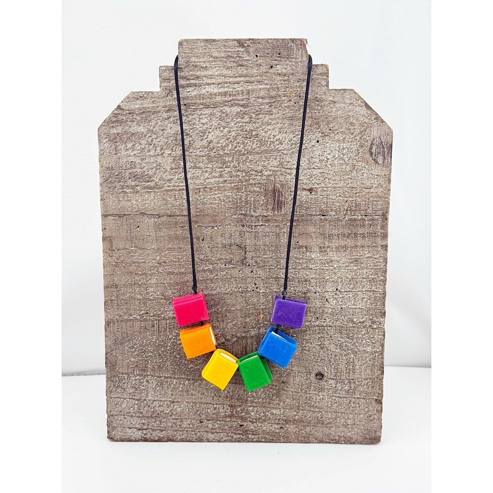 Vintage Colorful Book Necklace 10" Length